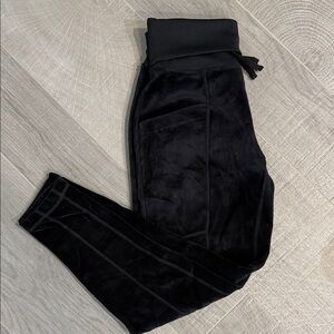 Fabletics Black Velvet Jogger with fold over waist